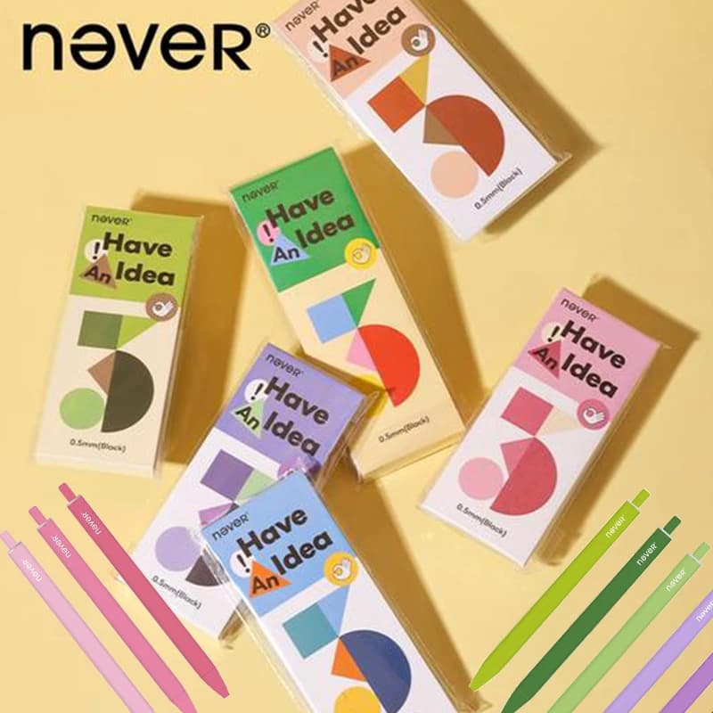 Set di 3 Penne Gel Combo Never, Inchiostro a Rapida Asciugatura, Impugnatura Confortevole, Design Estetico e Carino, Regalo per Donne, Ragazze e Studentesse