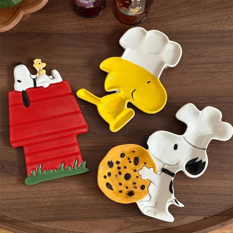 Piatto in Ceramica a Forma Irregolare di Snoopy, Piatto da Dessert, Vassoio per Frutta e Servizio per Casa, Cucina e Sala da Pranzo