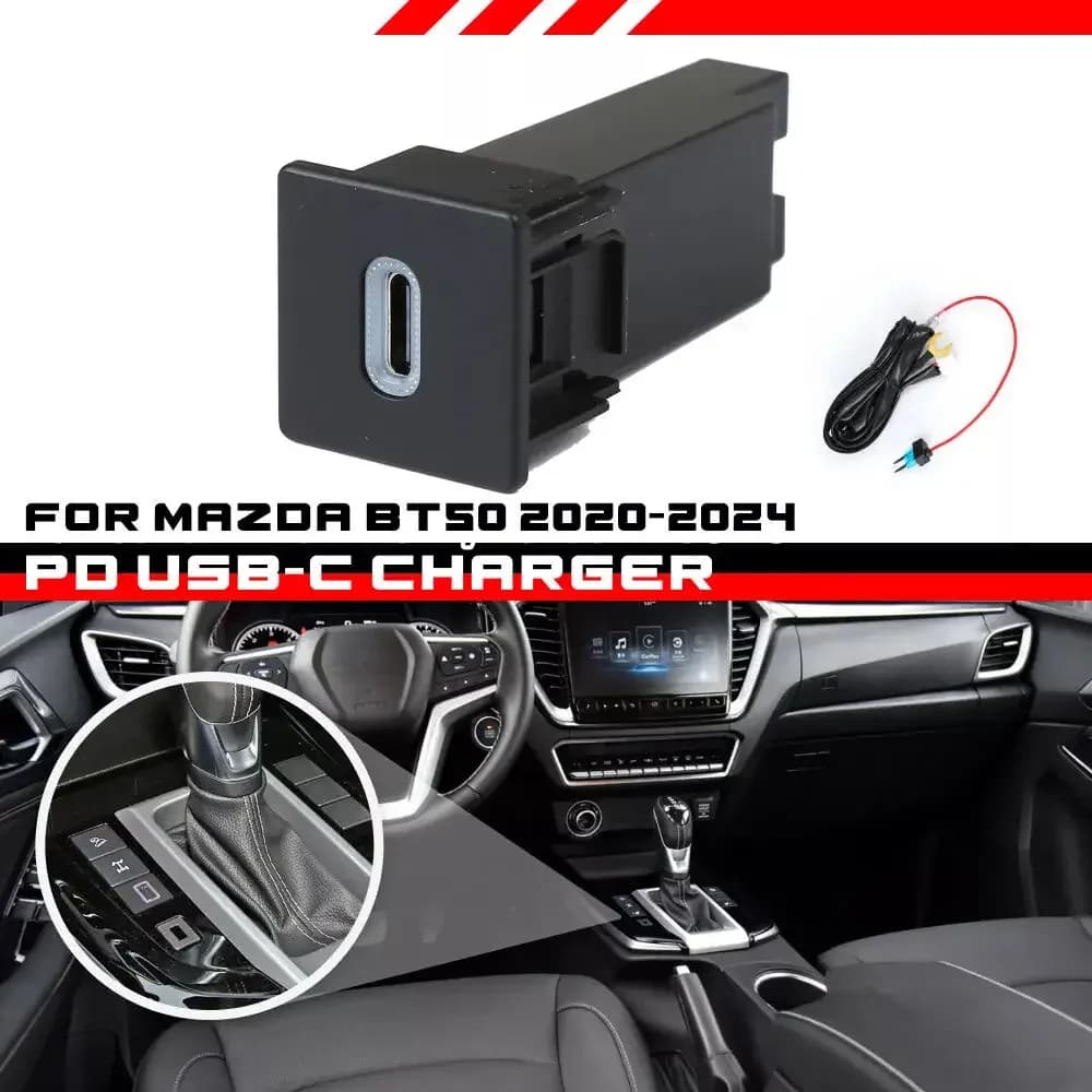 Interruttore del pannello del cambio Pulsante Aggiornamento Converti QC3.0 USB-C PD Caricatore 12V Porta console centrale per Isuzu D-Max Mazda BT50 20-22