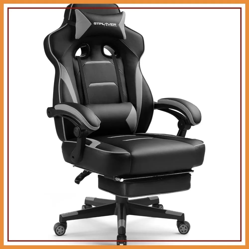 Sedia da Gaming Ergonomica con Schienale Alto per Adulti, Resistente fino a 158 kg, Reclinabile per Alleviare il Dolore alla Schiena, Grigio Cielo