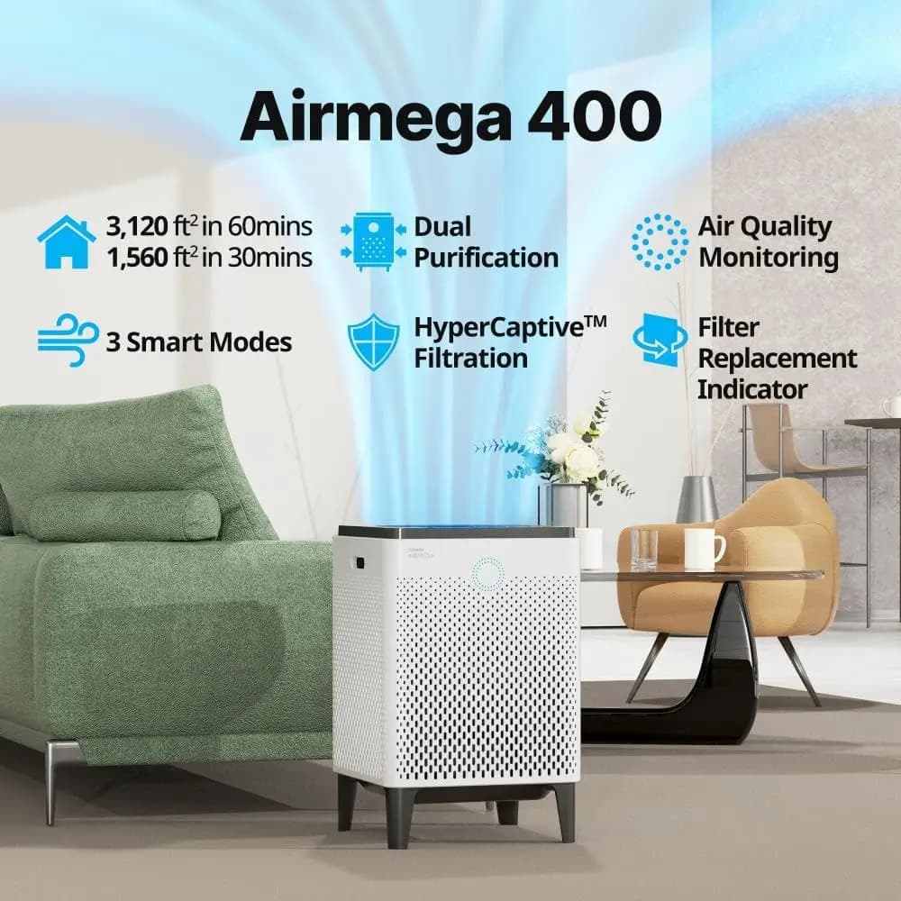 AP-2015F 400 Purificatore d'aria intelligente (coperchi 1,560 mq piedi), purificatore d'aria True HEPA con tecnologia Smart, bianco