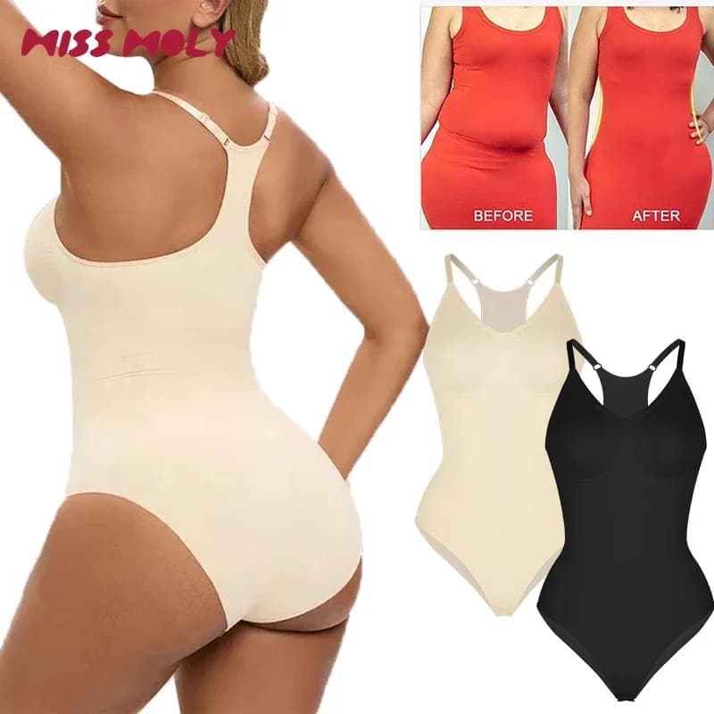 Seam-free Bodysuit Shapewear Women Racerback Tank Top Tummy Control Body Shaper Slimming Waist Sleeveless Playsuit Underwear