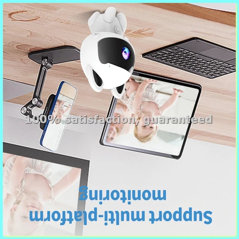 Telecamera IP WiFi HD Smart per Gatti, Monitor di Sicurezza Domestica per Bambini, Tracciamento Automatico, Audio Bidirezionale, Telecamera di Sorveglianza - AD23