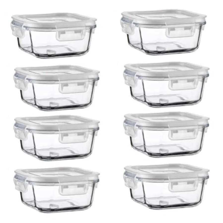 16oz Square Glass Food Storage Containers With Lids 2 Cup Square Glass Food Containers With Lids BPA free Small Meal Prep Bowls