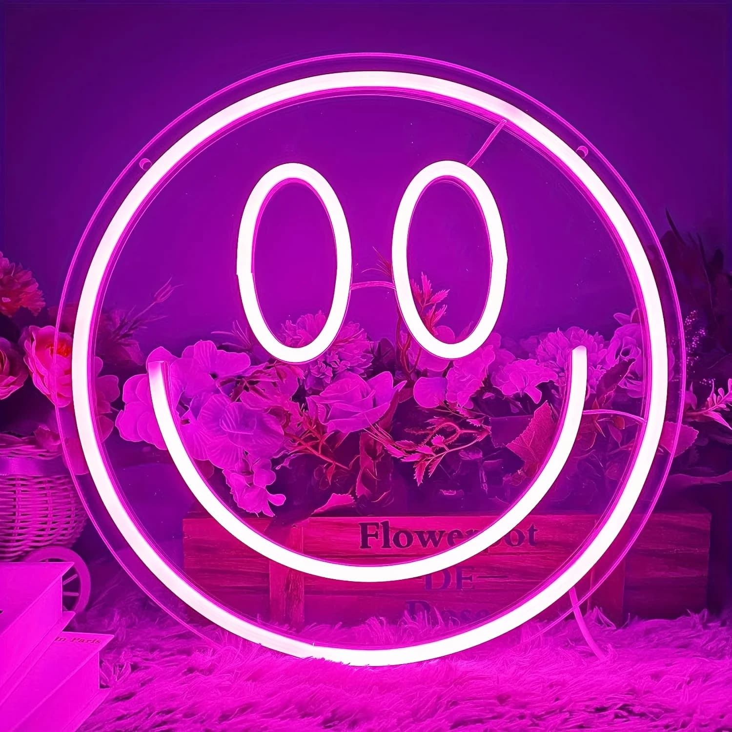 [Luci Notturne Luminose] XINGHE LIGHT 1 pz Lampada al Neon con Faccina Felice, Lampada LED Regolabile Alimentata tramite USB, Luce Notturna Luminosa