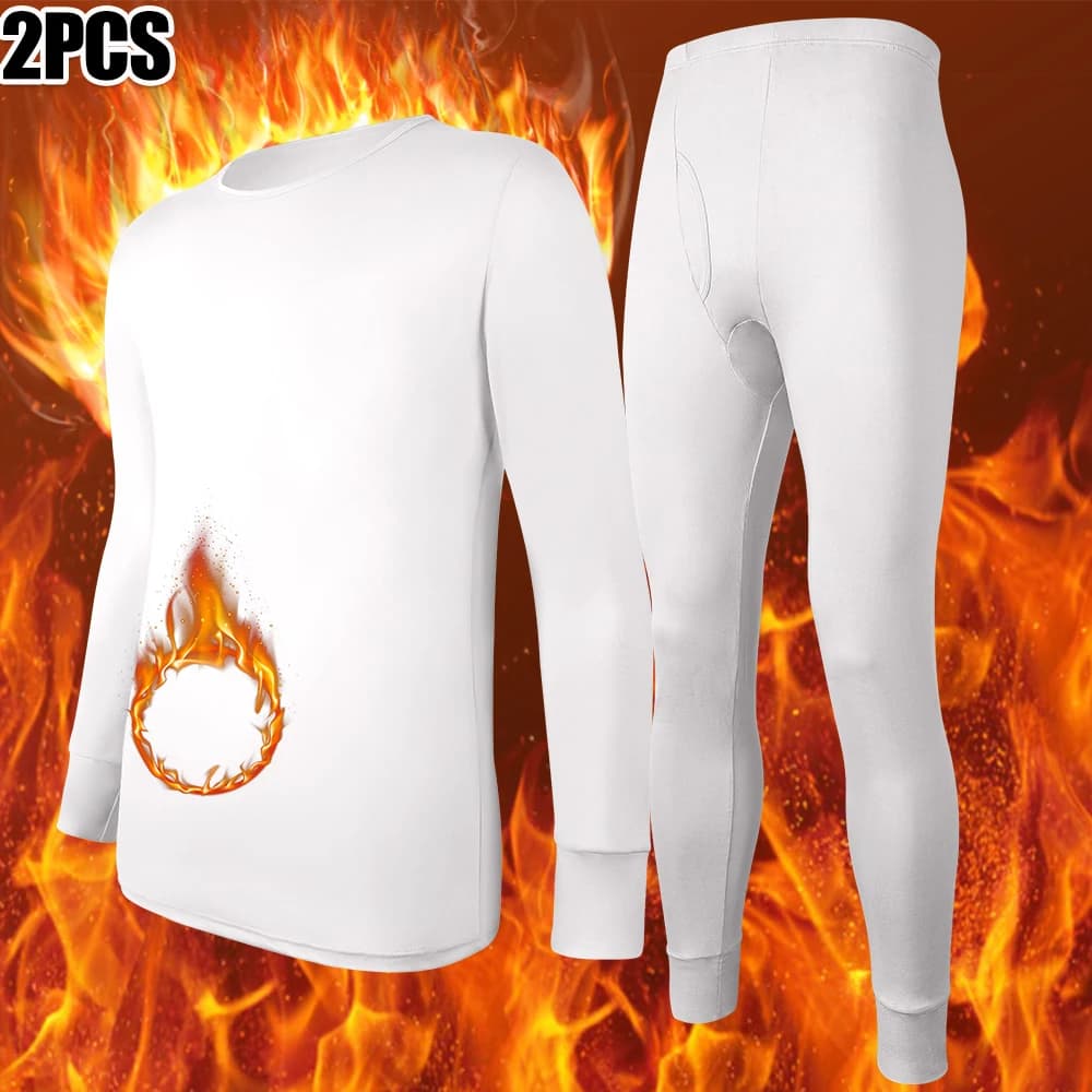 Biancheria intima termica per uomo T-shirt invernale con fondo in pile 2 pezzi Tuta da casa casual elastica Abbigliamento traspirante delicato sulla pelle Nuovo