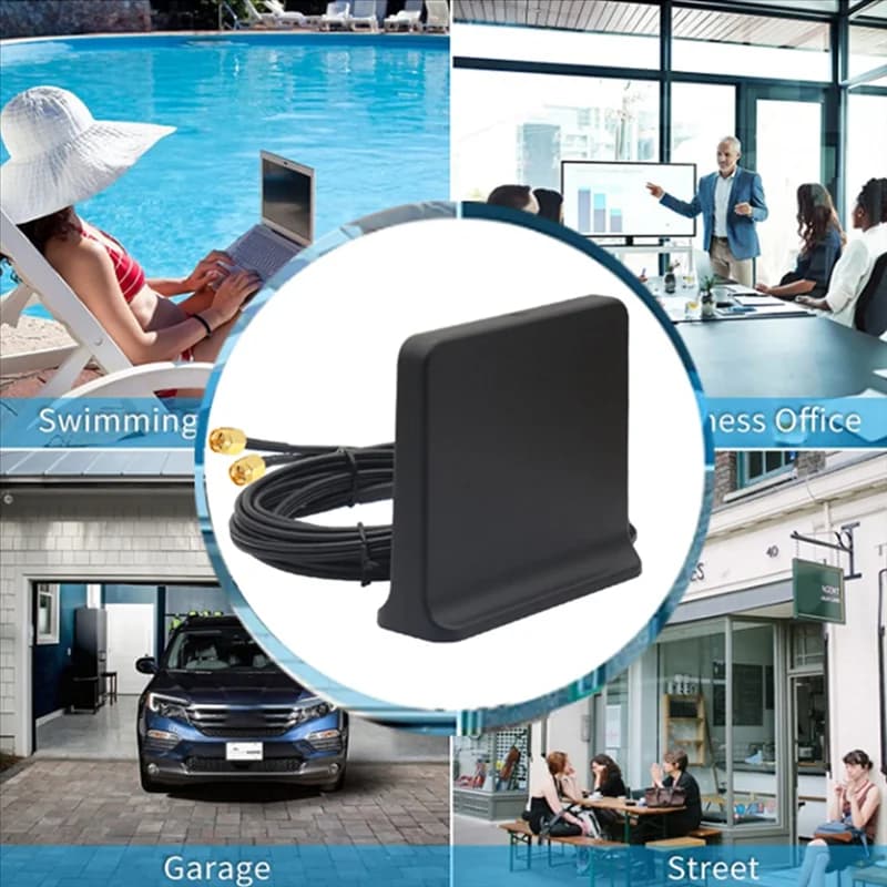 Signal Boost 5G 4G LTE 3G GSM Mimo Antenna ad alto guadagno 12Dbi 600-6000Mhz Antenna WiFi Omni esterna (Nero con adattatore Ts9)