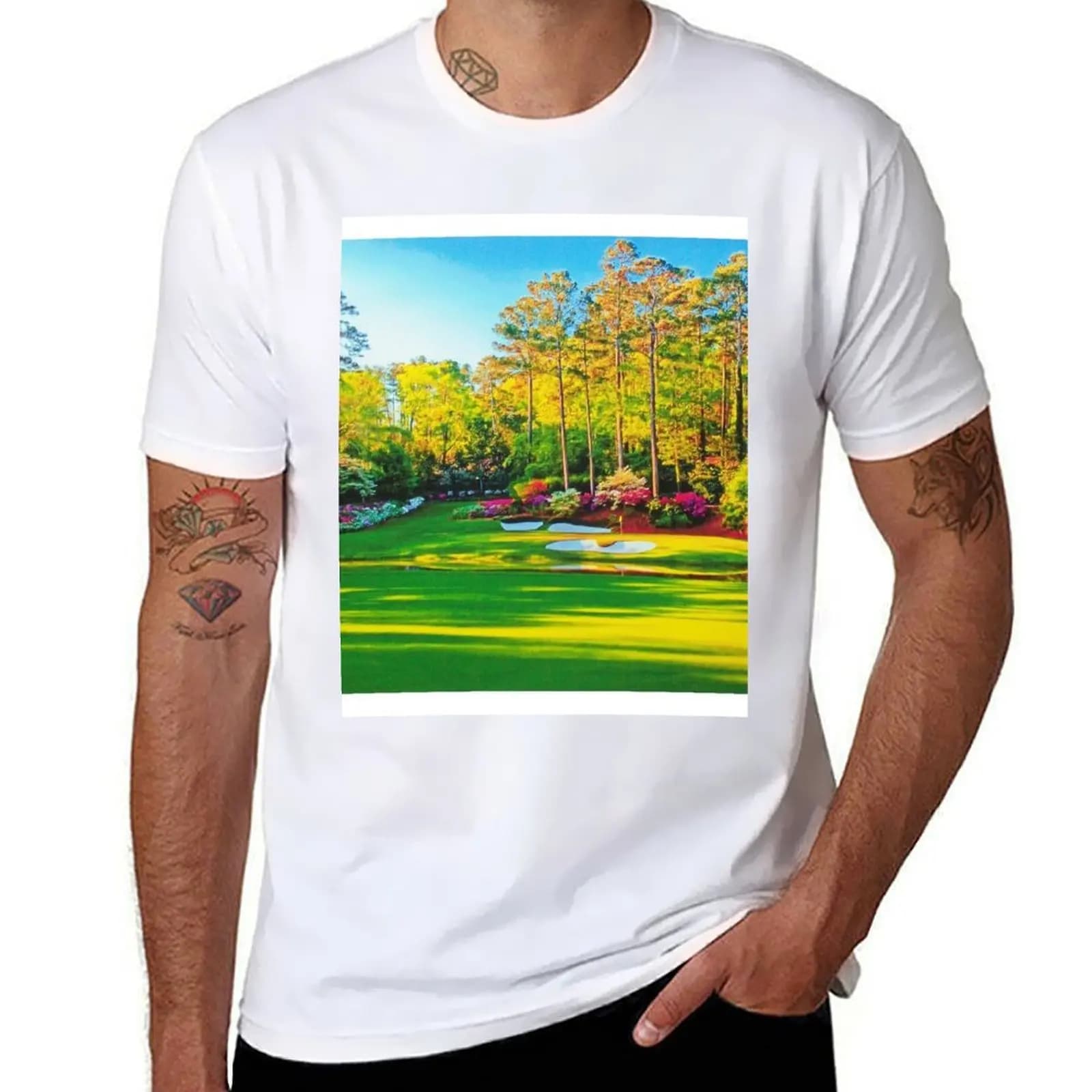 Course Golf Augusta Hole 13 National at T-Shirt Street Fashion Casual Tee Shirt