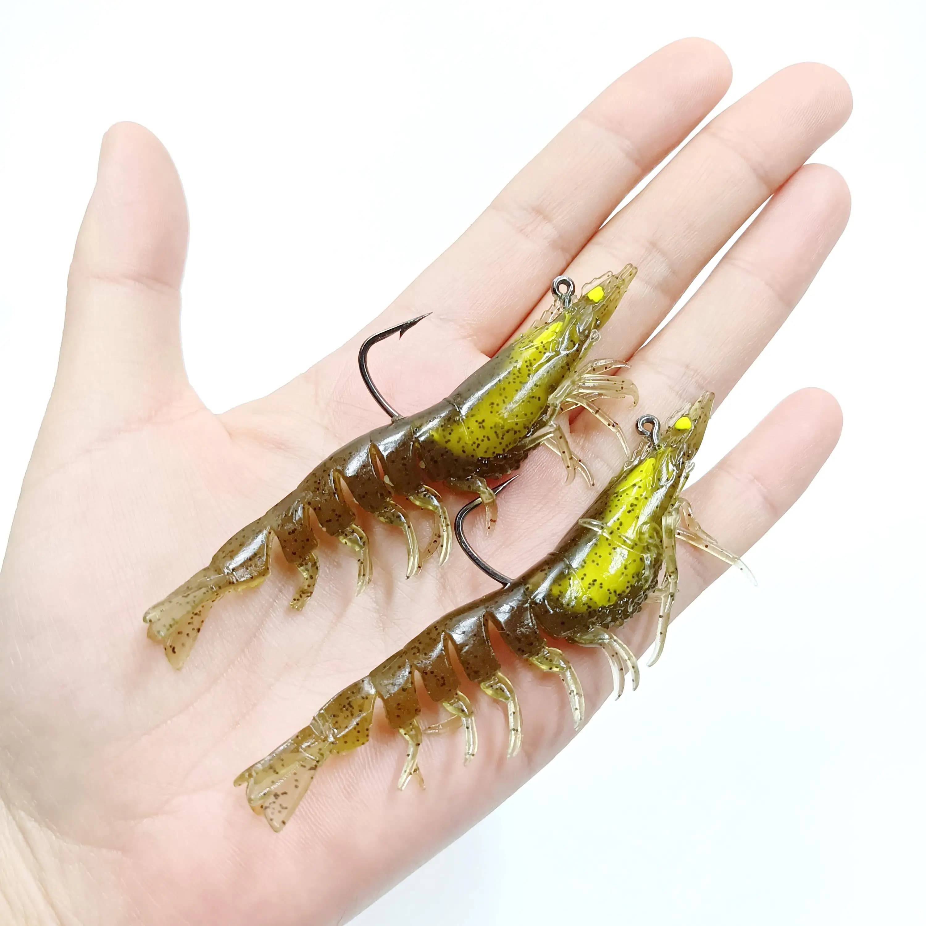 DUODUOYU 3PCS 9cm/12g 8cm/8g TPE Esca morbida Gamberetti Richiamo di pesca Testa di piombo Maschere Isca Esca artificiale con gancio Attrezzatura da pesca