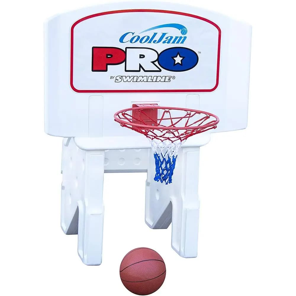 Adjustable basketball for swimming pool with 2 balls, durable board and stable base for maximum pool fun