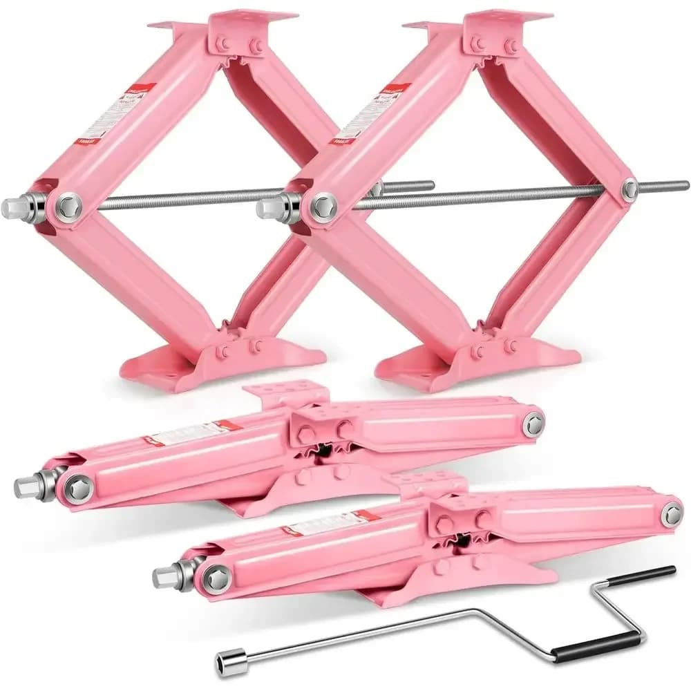 Martinetto a Forbice per Auto da 2,5 Tonnellate, Set di 4 Stabilizzatori Robusti con Manovella, Ideale per Cambio Pneumatici e Viaggi in Camper