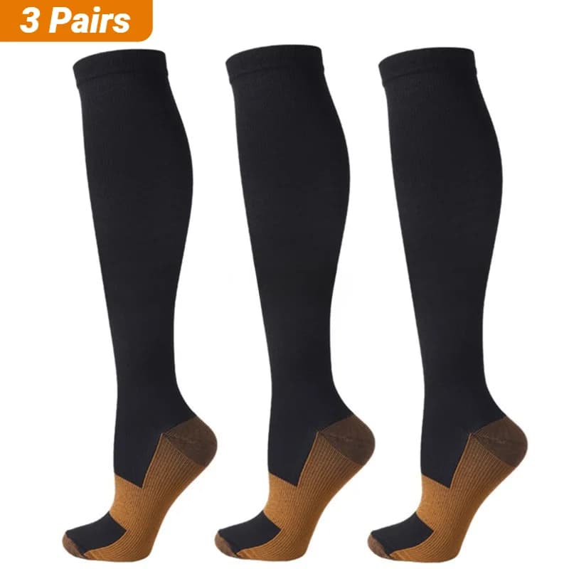 3 Pairs Compression Socks Women Men Anti Fatigue Pain Relief Graduated Unisex Stockings Knee Running Sports Medical Varicose
