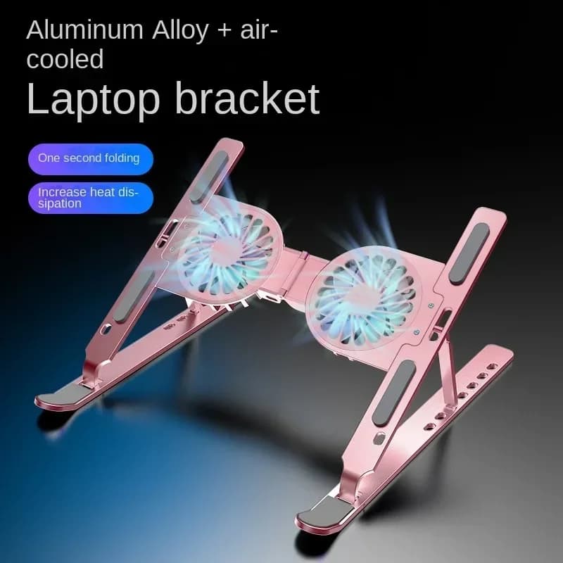 Supporto per laptop, supporto per laptop con dissipazione del calore migliorata, supporto per laptop con ventola pieghevole, lega di alluminio