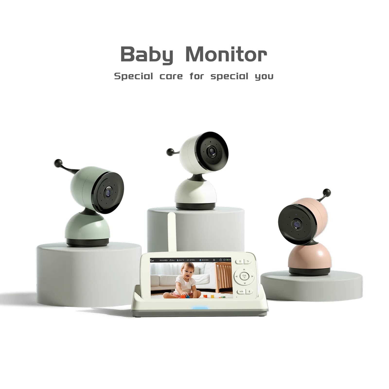 5Inch 2MP 1080P Wireless PTZ Remote Control Temperature Display Baby Monitor Cry Detection Intercom Video Camera Babysistter