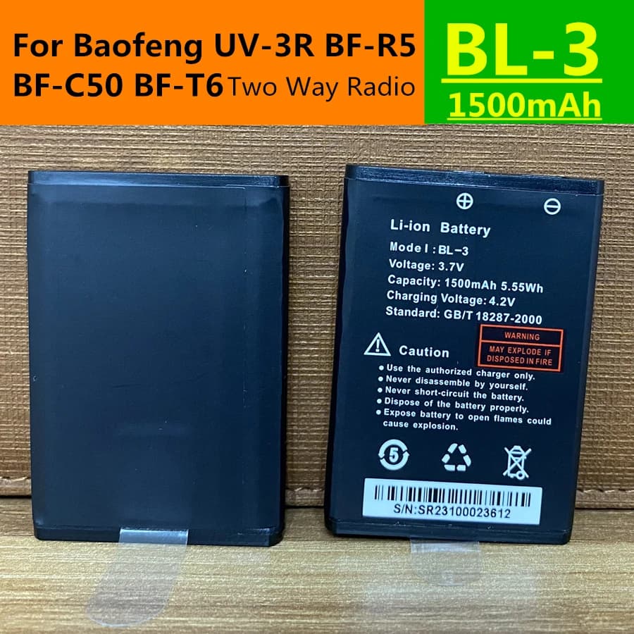 1-2 pz Baofeng Radio Walkie Talkie UV-3R 1500mAh per BF-UV3R Radio bidirezionale UV 3R BF-R5 BF-C50 BF-T6 batteria Extra modello BL-3
