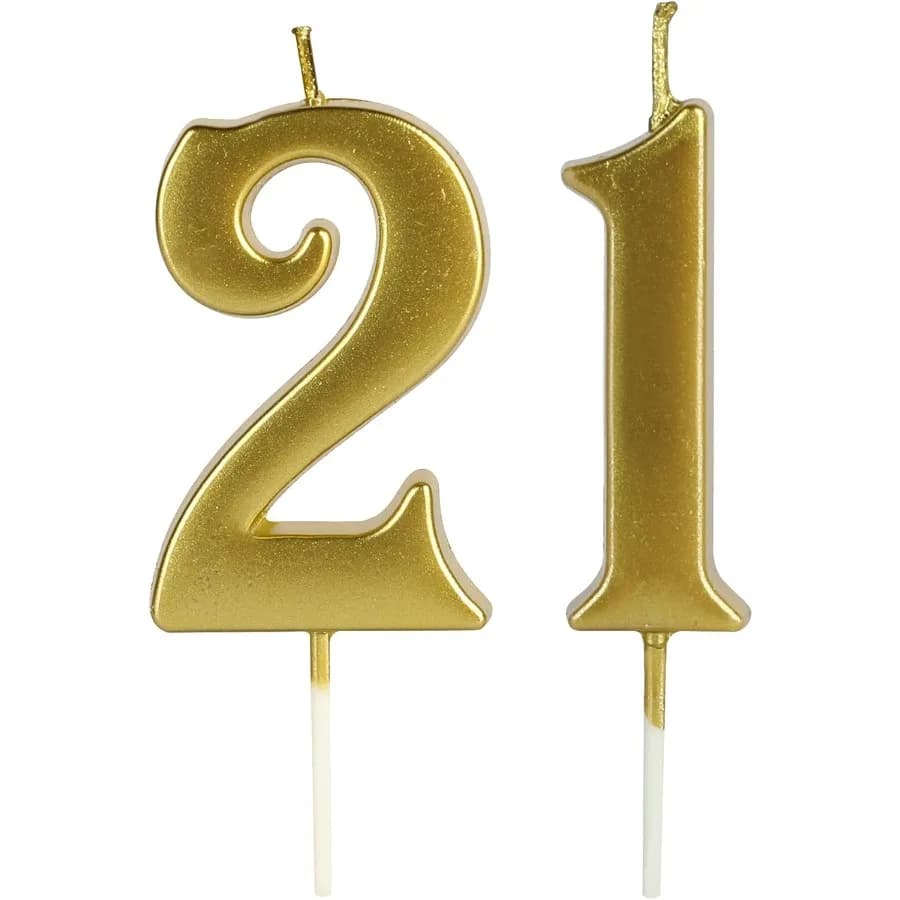 Candele dorate con numero 21° 12° compleanno per torta numero 21 12 1 2 Candela glitterata Festa anniversario Ca Decorazione per n o uomo