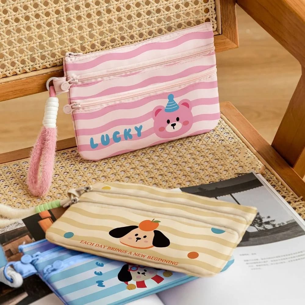 Handbag Lightweight Cartoon Passport Holder Slim Portable Cute ID Card Holder Zipper Soft Storage Bag Business Trip