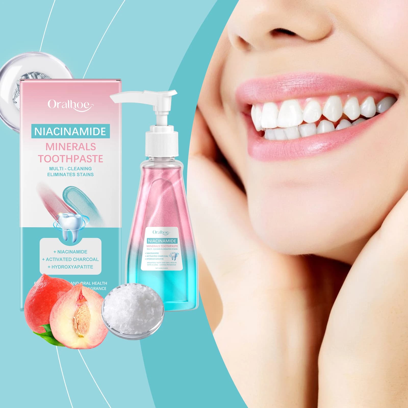 Dentifricio Whitening Niacinamide, Removes Tartarus, Reduces Dentale Plate Macchies, Cleans Oral Hygiene, Refresh the High, White toothpaste for toothpaste