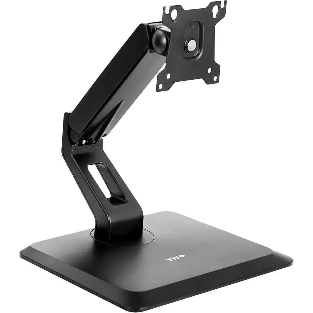 Supporto per Monitor VESA 17-32 Pollici con Base Girevole, Regolazione Altezza Pneumatica, Altezza Massima 12 Pollici, Nero
