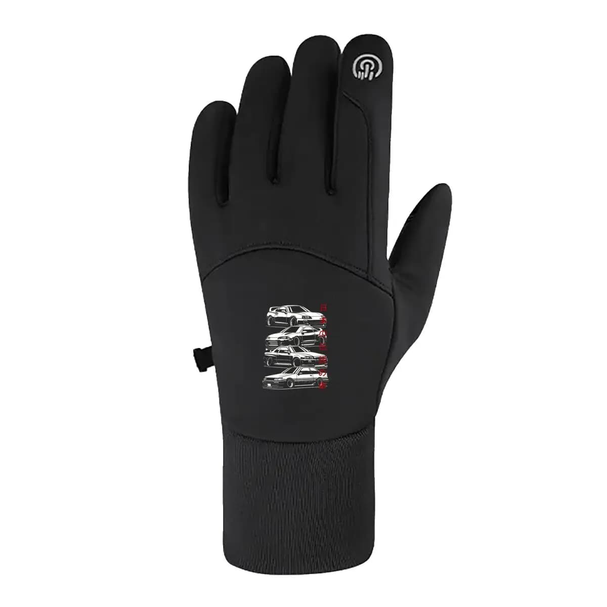 Le auto leggendarie giapponesi, design a tema artistico, da uomo, invernali, mantengono caldo l'inverno, mantengono i guanti da ciclismo touch