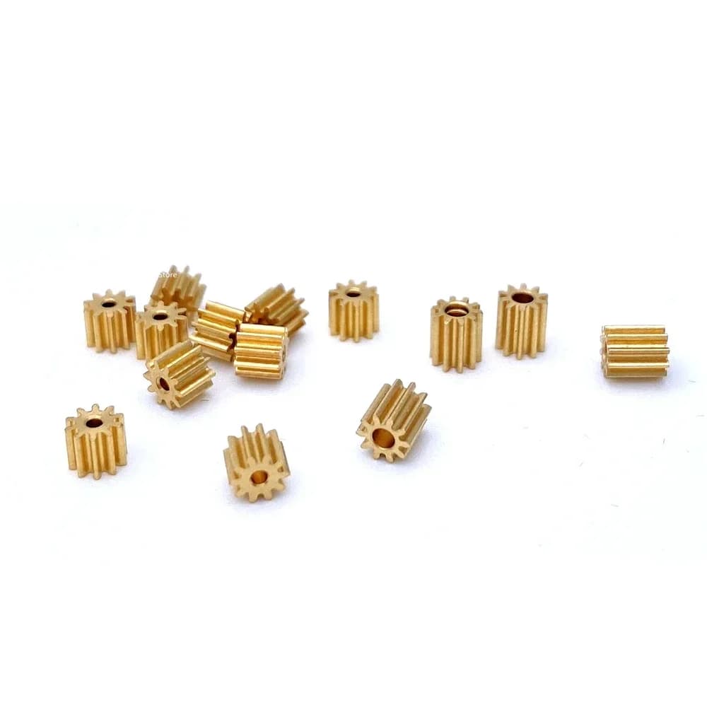 Mini ingranaggio in ottone rame 0.3M 10T 8/9/10/11/13 denti 1/1.5/2mm diametro foro giocattoli modello fai da te