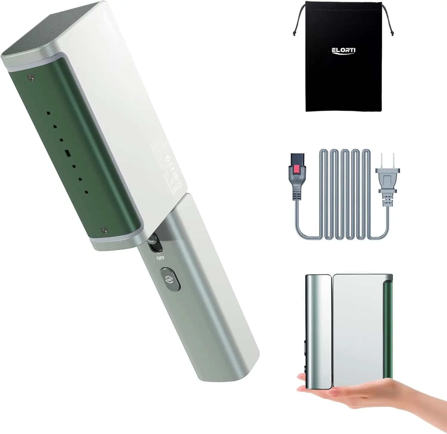 Ferro da Stiro Portatile da Viaggio, Doppia Tensione 110-220V, Riscaldamento Rapido in 15s, Design Pieghevole per Stirare Vestiti in Tutto il Mondo
