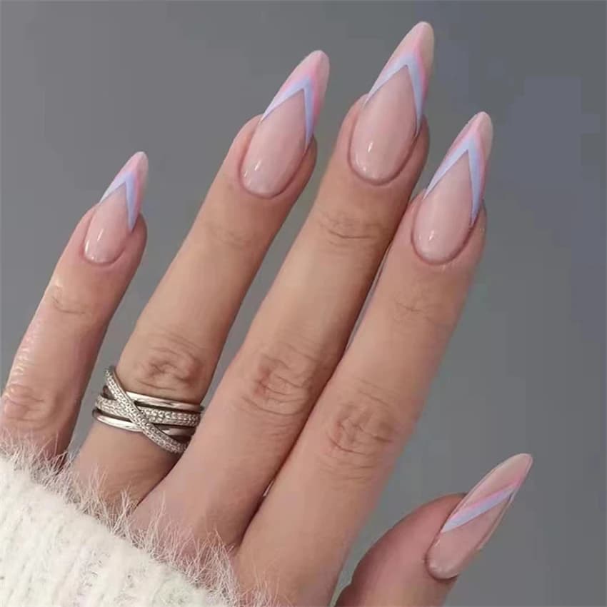 24 pezzi gocce rosa viola ragazza decorazione unghie finte arte artificiale acrilico ballerina stampa sulle unghie set punte finte rimovibili