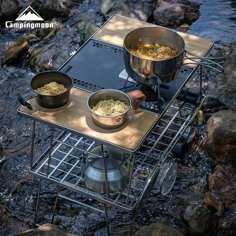 CAMPINGMOON Outdoor GT-36 Tavolo Pieghevole Portatile IGT Tattico con Supporto per Fornello SOTO Spider