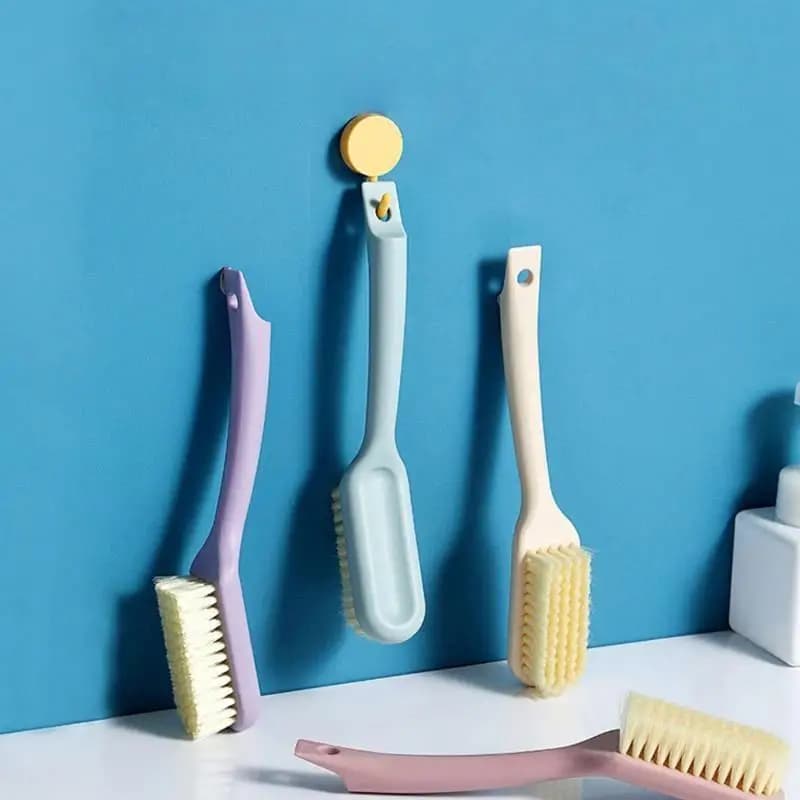 1Pcs Soft Bristle Cleaning Brush With Long Hanging Handle Non Scratch Bristles For Laundry Shoe Washing Daily Use