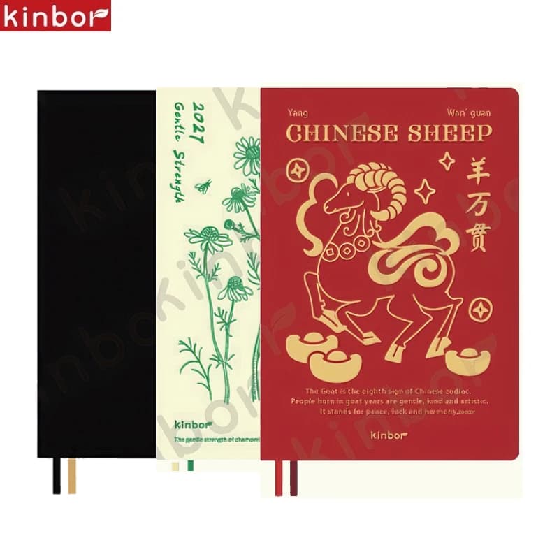 Kinbor 2027 A5 A6 Plann Notebook PU Cover Academic Office Daily Weekly Monthly Agenda Schedule Journal Organizer Quality Supplie