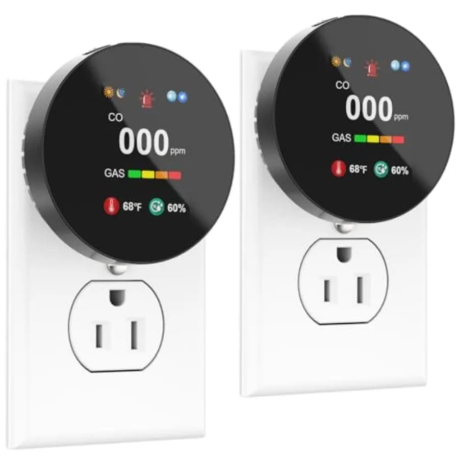 Rilevatore di monossido di carbonio e gas 4 in 1 Combinazione plug-in Allarme perdite di gas naturale e monossido di carbonio Doppio sensore CO e gas D