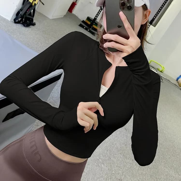 Slim fit long sleeve yoga jacket for women, fast drying sports jacket, top for racing, training and fitness