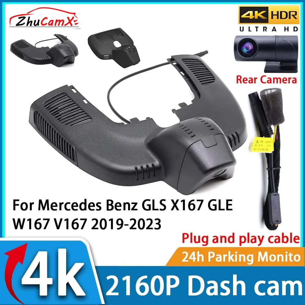ZhuCamX Videoregistratore per auto Visione notturna UHD 4K 2160P DVR Dash Cam per Mercedes Benz GLS X167 GLE W167 V167 2019-2023