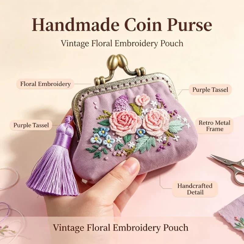Ricamo fai da te nastro fiori borse borsa portafoglio borsa, kit punto croce per principianti cucito arti artigianali regali per amici
