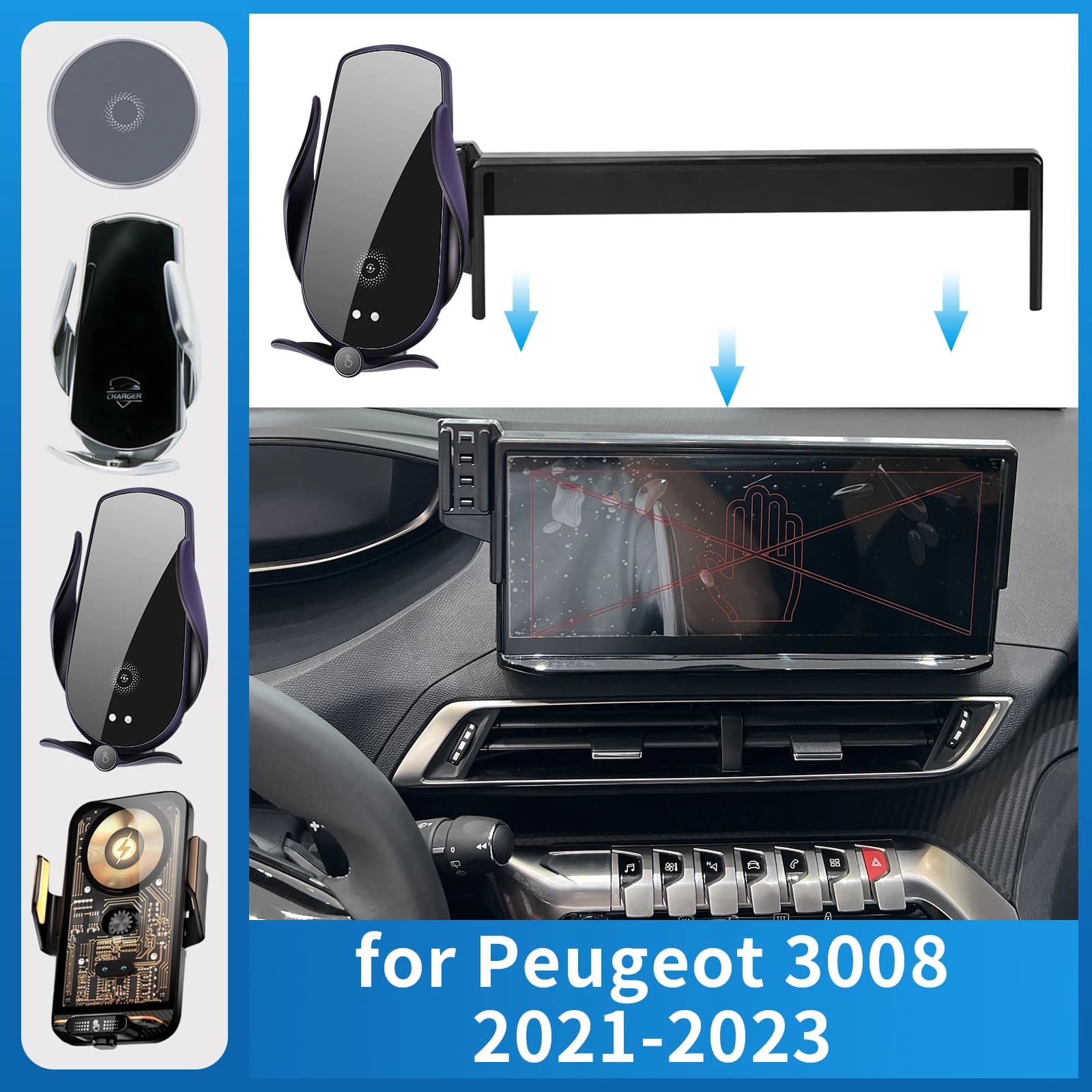 Supporto per telefono cellulare per auto per Peugeot 3008 2021-2023 Staffa di ricarica Supporto di navigazione Accessori auto
