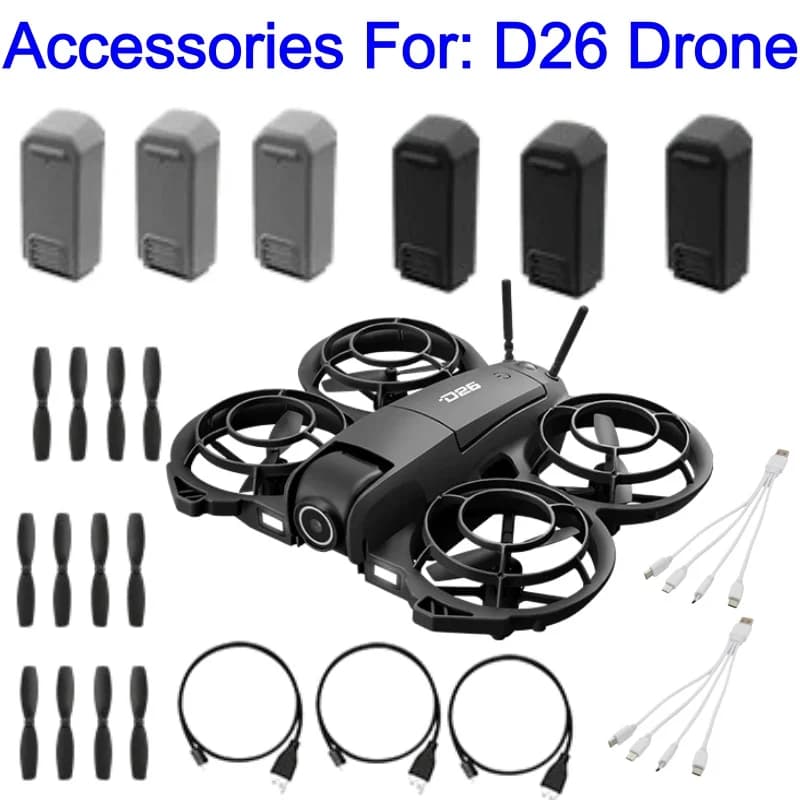 Batteria 3.7V 750mAh per Drone D26, Eliche e Ricambi per Quadricottero RC D26, Accessori e Cavo USB
