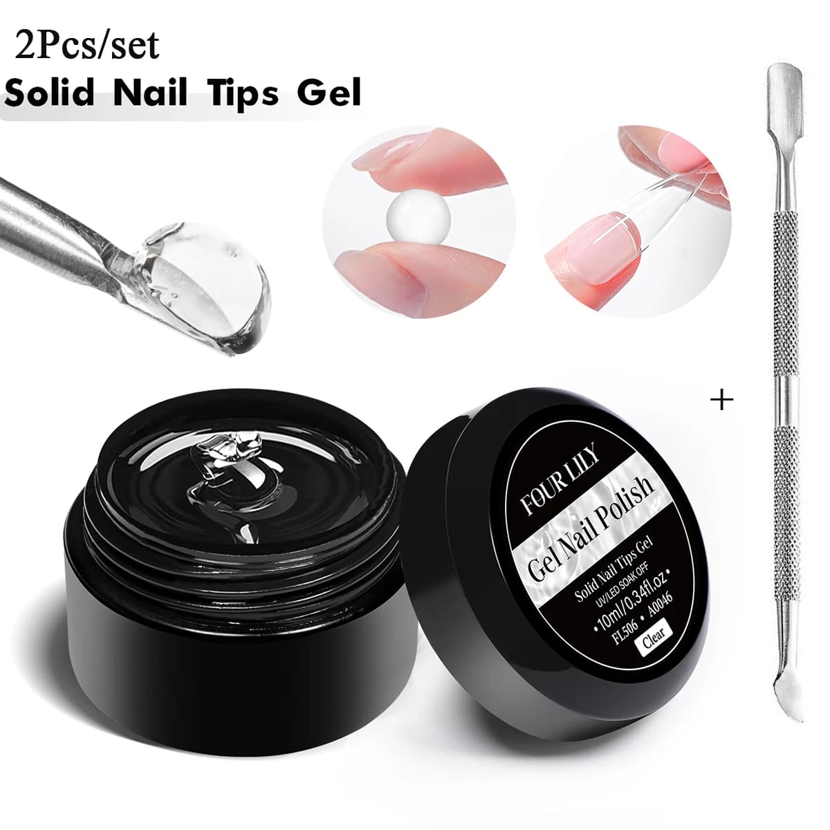 2 pezzi 10ml punte per unghie solide multifunzionali set di gel gel per unghie a mano antiaderente colla gel per strass per nail art kit di strumenti per manicure fai da te