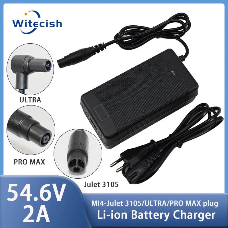 Caricabatterie 54,6 V 2 A per batteria agli ioni di litio 48 V 13S 18650 batteria MI4-Julet 3105/ULTRA/PRO MAX connettore