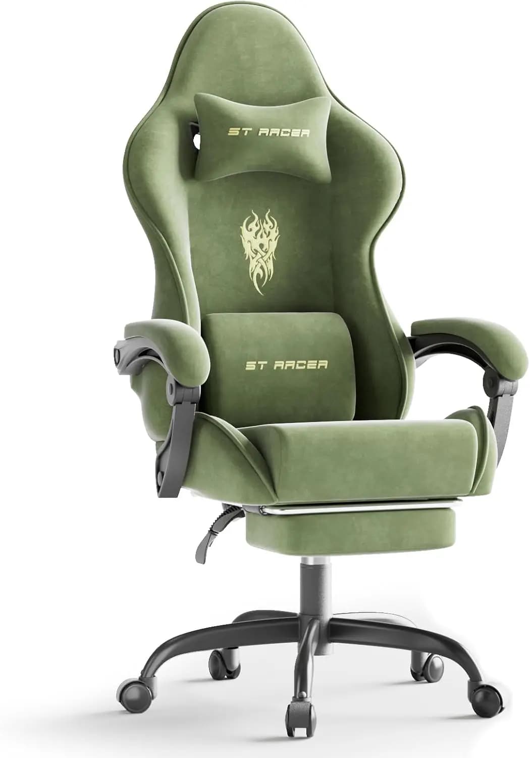 Sedia da gioco, sedia da gioco ergonomica con schienale alto per adulti, comoda sedia per videogiochi con poggiapiedi e M