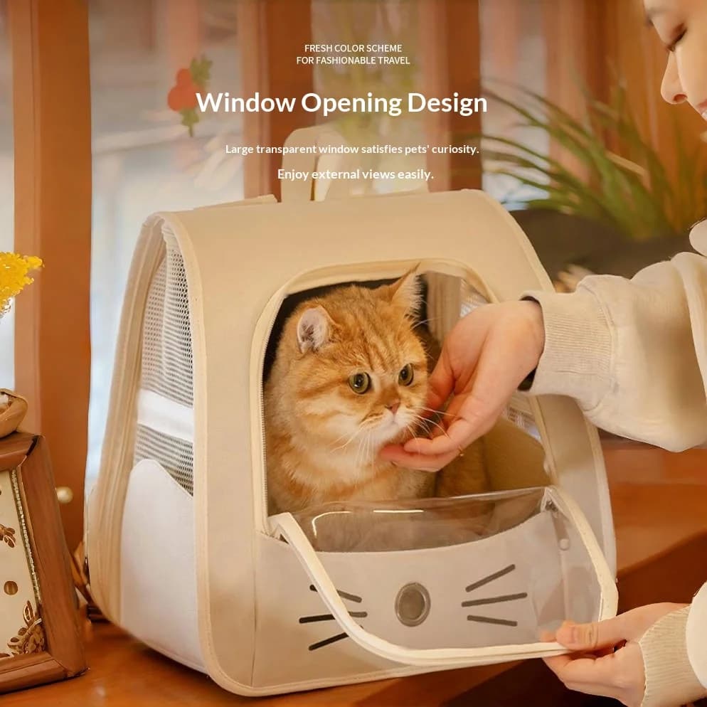 Multi‑Function Anti‑Scratch Cat Backpack Carrier Foldable Pet Travel Backpack Cage Car‑Use Calming Cabin for Cats Outdoor Trip
