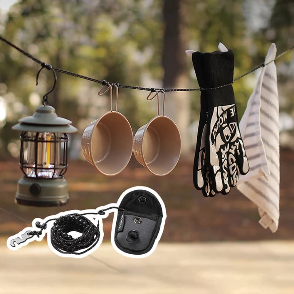 3 M Portable Travel Clothesline Cord With 12 Clips Elastic Laundry Clothes Line Adjustable Clothes Line for Hotel Trip Cruise