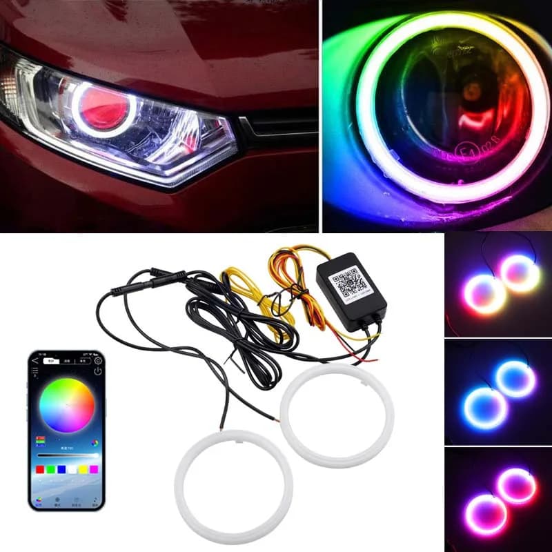 2 pieces of light cotton Halo rings RGB Angel Eyes LED APP control daylights DRL fendinebbia decoration lighthouse car accessories