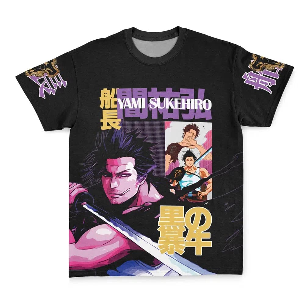T-shirt Bandai Black Bull Yami Dark Magic Black Clover Anime con stampa oversize per adulti e bambini, estiva, ad asciugatura rapida, morbida, leggera e comoda