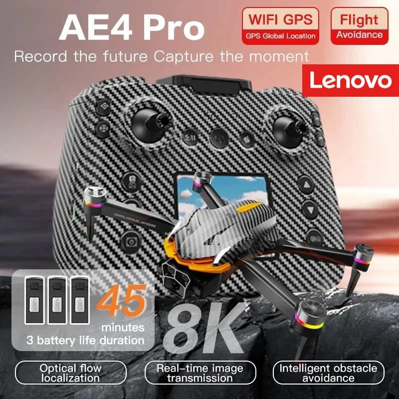 Lenovo AE4 Pro Drone 4K 8k Camera Four-Axis Aerial Photography with Screen Remote Control 5G WIFI GPS FPV Dron RC toy gift
