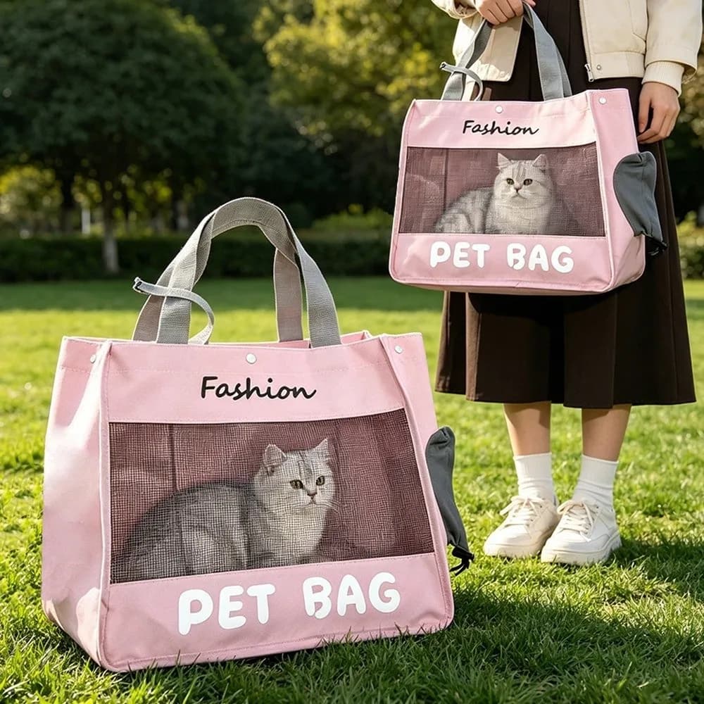 Soft Breathable Pet Carrier Bag Large Capacity Mesh Pet Tote Bag Comfortable Convenient Cats Carrying Case Daily Walking
