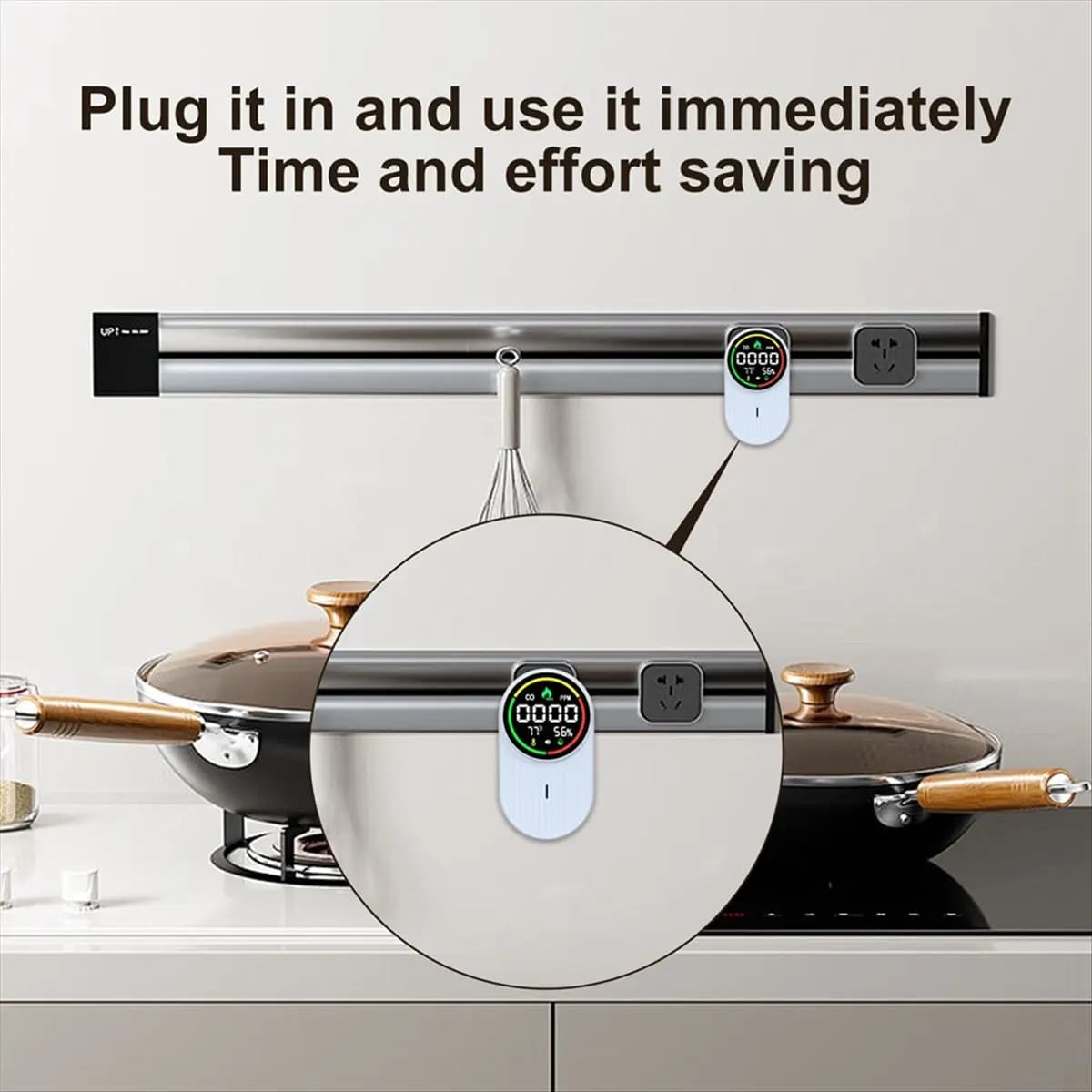 DT38 CO Combustible Gas Temperature and Humidity 4-In-1 Gas Detector Household Strong Carbon Monoxide Alarm US PLUG
