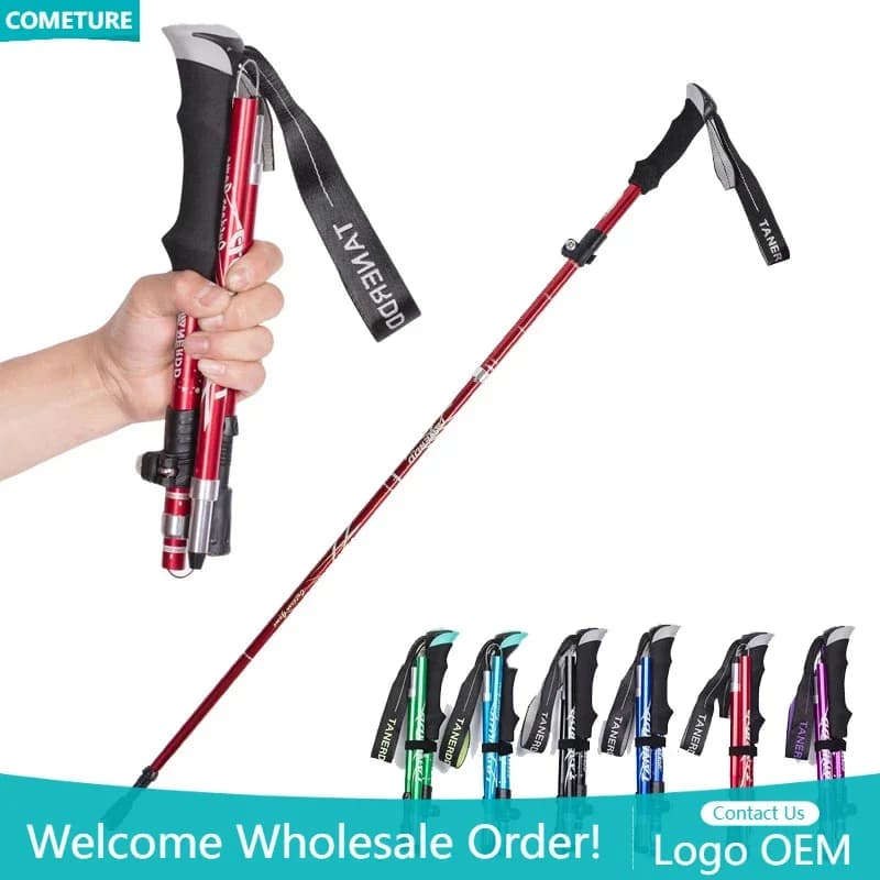 Trekking poles 5 sections outdoors Nordic trekking poles Ultralight adjustable trekking pole for seniors Walking pole