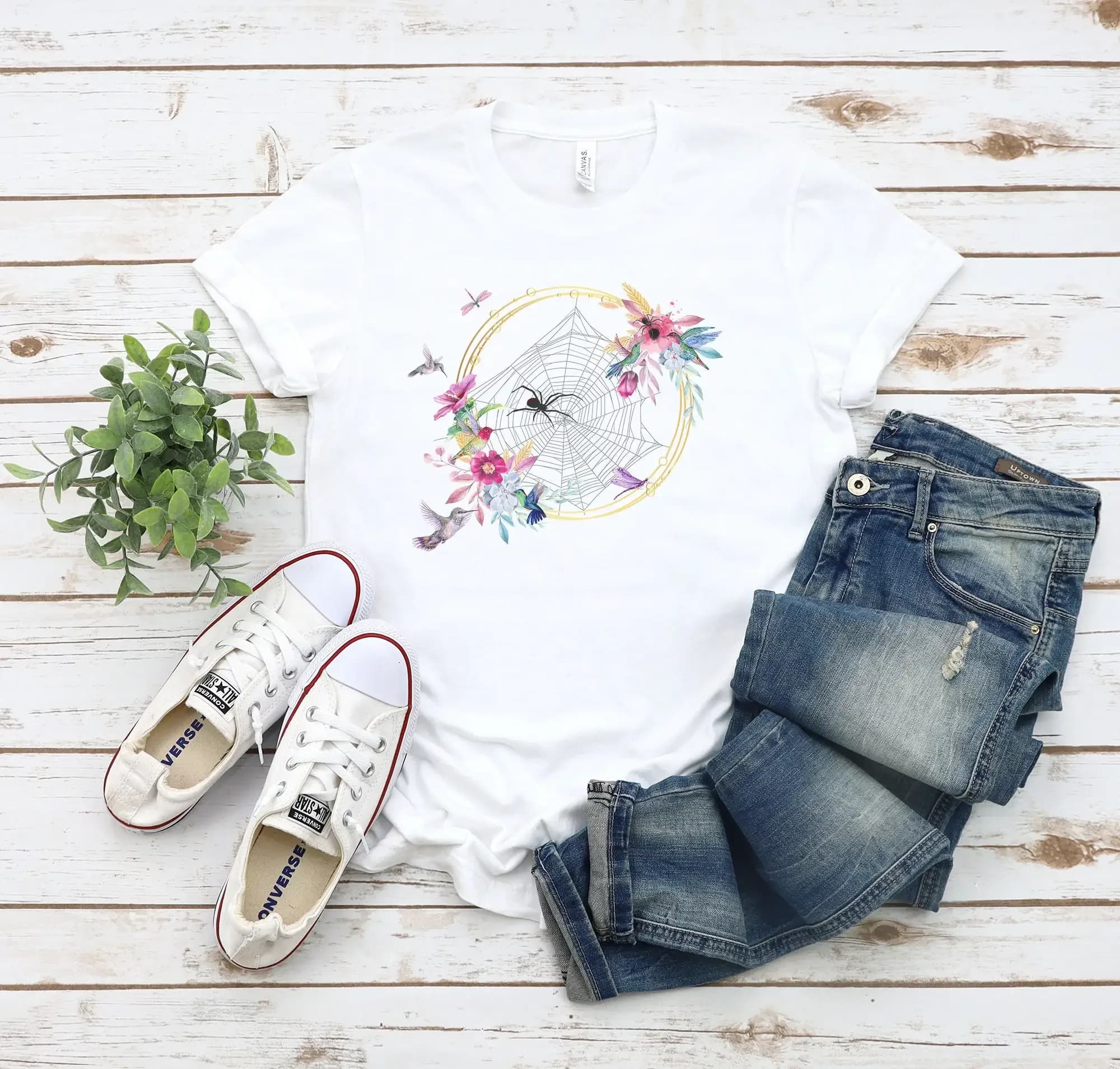 Hummingbird T Shirt Flowers Dreamcatcher Spider Hummingbirds For Her Wife Mom