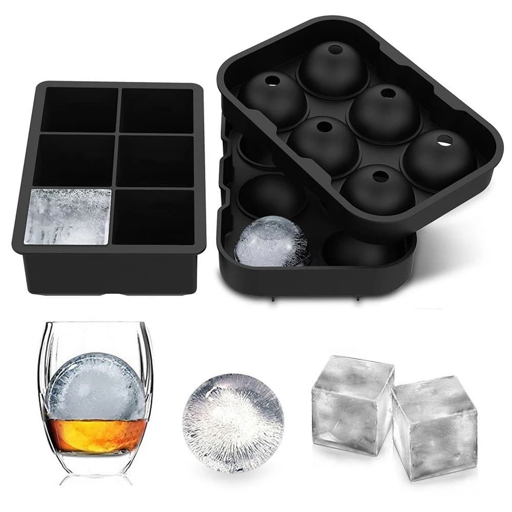 4/6 Griglia Big Ball Quadrato Stampo per cubetti di ghiaccio Silicone Ice Cube Maker FAI DA TE Rotondo Grande Vassoio per cubetti di ghiaccio per il congelatore Bevande Modello di palla