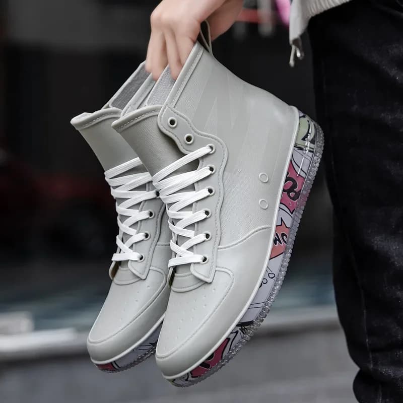 Stivali da pioggia da uomo stivali nudi alla moda alla moda scarpe da cuoco antiscivolo da lavoro scarpe da pesca in gomma impermeabili durevoli Sneakers maschili 2023New